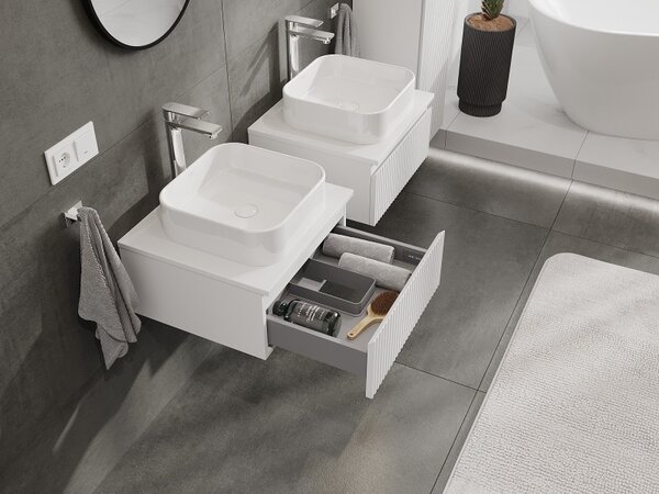 Mexen Rivel, mobilier de baie 50 cm cu blat, 1 sertar, canelat, alb mat, 91A20-05023-1-BFC01