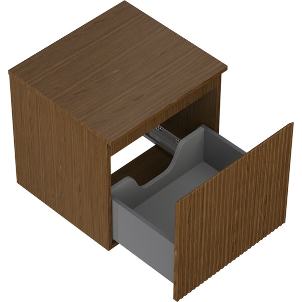 Mexen Rivel, mobilier de baie 50 cm cu blat, 1 sertar, canelat, nuc, 91A20-05047-1-BFC86