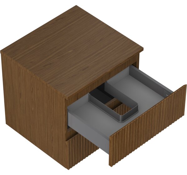 Mexen Rivel, mobilier de baie 50 cm cu blat, 2 sertare, canelat, nuc, 91A20-05047-2-BFFC86