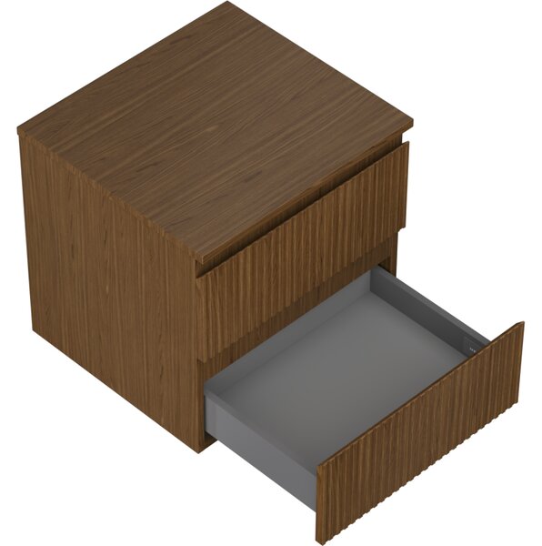Mexen Rivel, mobilier de baie 50 cm cu blat, 2 sertare, canelat, nuc, 91A20-05047-2-BFFC86