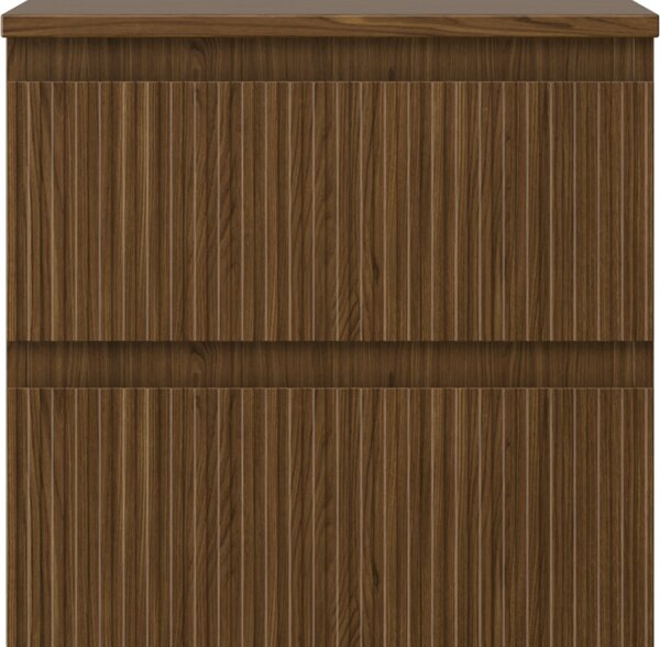 Mexen Rivel, mobilier de baie 50 cm cu blat, 2 sertare, canelat, nuc, 91A20-05047-2-BFFC86