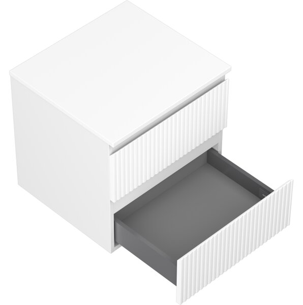 Mexen Rivel, mobilier de baie 50 cm cu blat, 2 sertare, canelat, alb mat, 91A20-05047-2-BFFC01