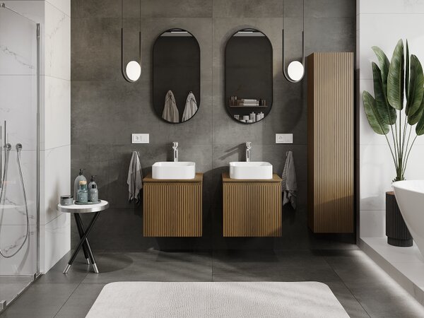 Mexen Rivel, mobilier baie 50 cm, 1 sertar, canelat, nuc, 91A20-05047-1-BF86