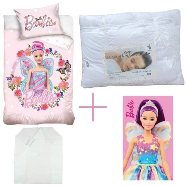 Pachet lenjerie de pat Barbie (fluture) pentru copii de grădiniță