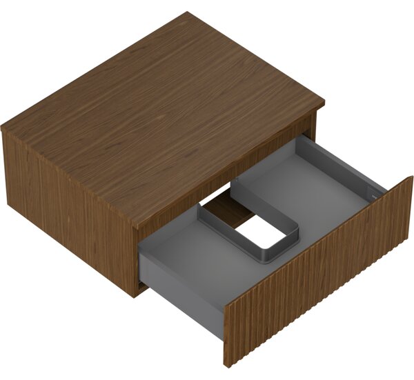 Mexen Rivel, mobilier de baie 60 cm cu blat, 1 sertar, canelat, nuc, 91A20-06023-1-BFC86
