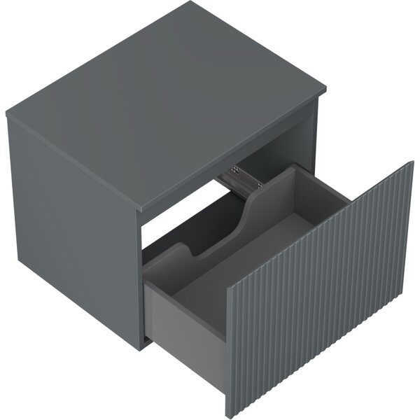 Mexen Rivel, mobilier de baie 60 cm cu blat, 1 sertar, canelat, grafit mat, 91A20-06047-1-BFC66