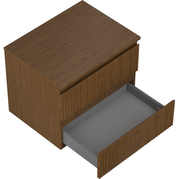 Mexen Rivel, mobilier de baie 60 cm cu blat, 2 sertare, canelat, nuc, 91A20-06047-2-BFFC86