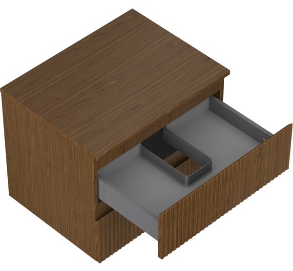 Mexen Rivel, mobilier de baie 60 cm cu blat, 2 sertare, canelat, nuc, 91A20-06047-2-BFFC86