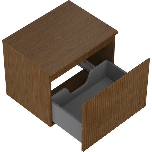 Mexen Rivel, mobilier de baie 60 cm cu blat, 1 sertar, canelat, nuc, 91A20-06047-1-BFC86