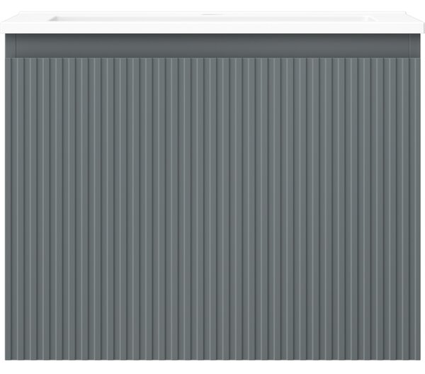 Mexen Rivel, mobilier baie 60 cm cu lavoar Otis, 1 sertar, canelat, grafit mat/alb mat, 91A20-06047-1-BF66-W18M01
