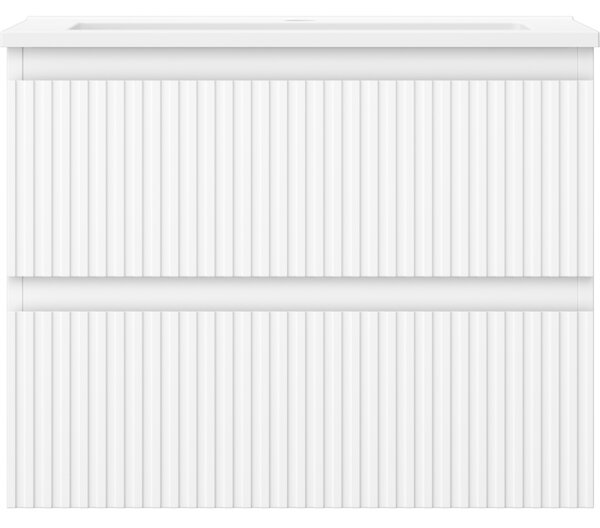 Mexen Rivel, mobilier de baie 60 cm cu lavoar Otis, 2 sertare, canelat, alb mat, 91A20-06047-2-BFF01-W18M01