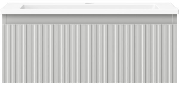 Mexen Rivel, mobilier de baie 60 cm cu lavoar Otis, 1 sertar, canelat, gri mat/alb, 91A20-06023-1-BF62-W18M01