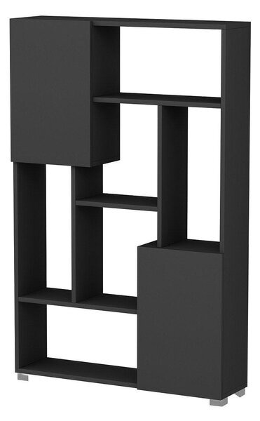 Biblioteca De Wills 2 Usi cu 6 Rafturi, Gri - Stejar, 90x141x24 cm