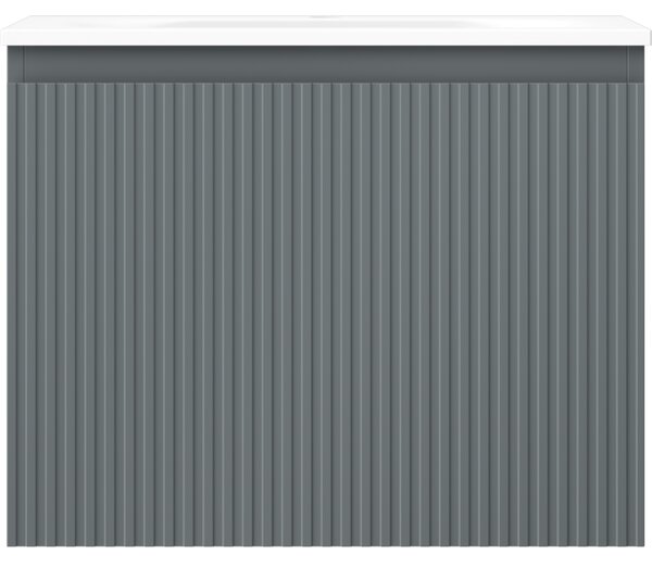 Mexen Rivel, mobilier baie 60 cm cu lavoar Vela, 1 sertar, canelat, grafit mat/alb mat, 91A20-06047-1-BF66-W23M01