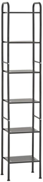 Erga Lexa, raft metalic baie cu 6 rafturi 28x32,5x166,5 cm, negru mat, ERG-YKA-P.LEXA-BLK