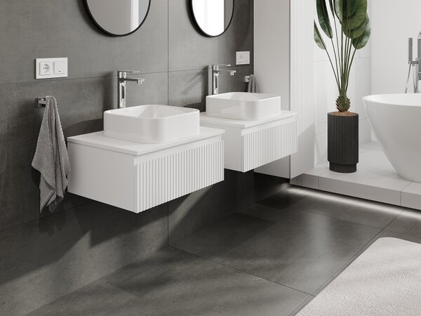 Mexen Rivel, mobilier baie 60 cm, 1 sertar, canelat, alb mat, 91A20-06023-1-BF01