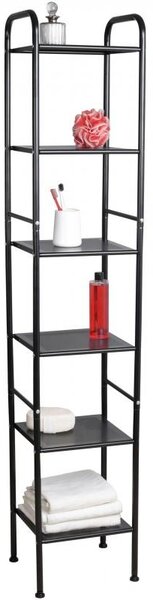 Erga Lexa, raft metalic baie cu 6 rafturi 28x32,5x166,5 cm, negru mat, ERG-YKA-P.LEXA-BLK