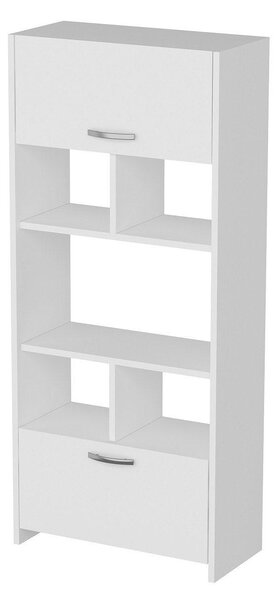 Dulap Bucatarie cu loc de Microunde si Rafturi, Alb, 65x180x35 cm