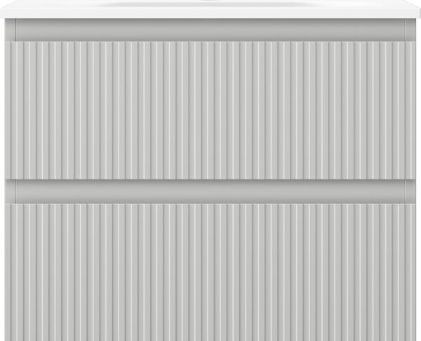 Mexen Rivel, mobilier baie 60 cm cu lavoar Vela, 2 sertare, canelat, gri mat/alb, 91A20-06047-2-BFF62-W23M01