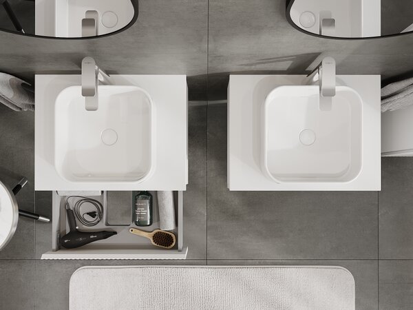 Mexen Rivel, mobilier baie 60 cm, 1 sertar, canelat, alb mat, 91A20-06023-1-BF01