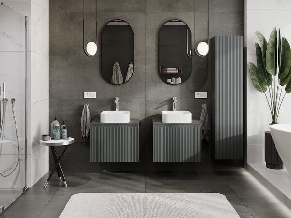 Mexen Rivel, mobilier baie 60 cm, 1 sertar, canelat, grafit mat, 91A20-06047-1-BF66
