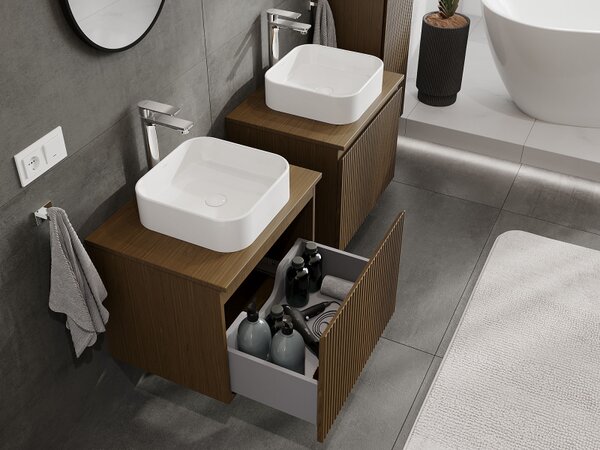 Mexen Rivel, mobilier baie 60 cm, 1 sertar, canelat, nuc, 91A20-06047-1-BF86