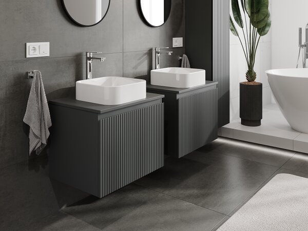 Mexen Rivel, mobilier baie 60 cm, 1 sertar, canelat, grafit mat, 91A20-06047-1-BF66