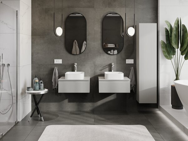 Mexen Rivel, mobilier baie 60 cm, 1 sertar, canelat, gri mat, 91A20-06023-1-BF62
