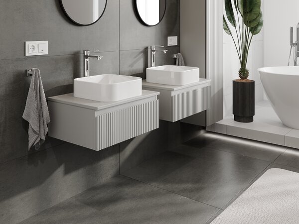 Mexen Rivel, mobilier baie 60 cm, 1 sertar, canelat, gri mat, 91A20-06023-1-BF62