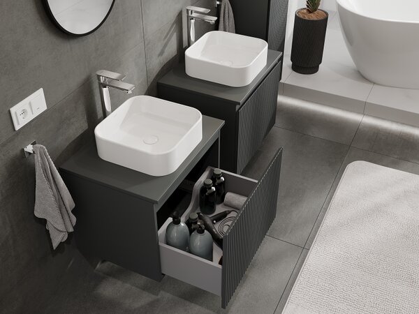 Mexen Rivel, mobilier baie 60 cm, 1 sertar, canelat, grafit mat, 91A20-06047-1-BF66