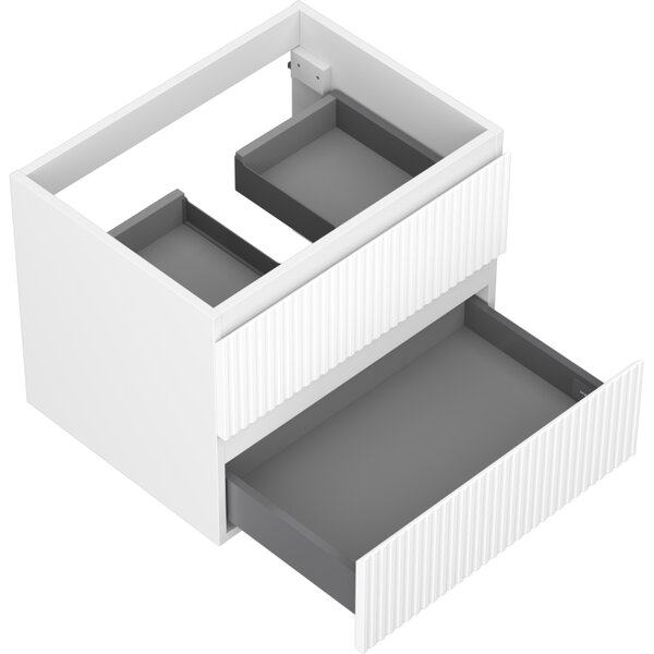 Mexen Rivel, mobilier baie 60 cm, 2 sertare, canelat, alb mat, 91A20-06047-2-BFF01