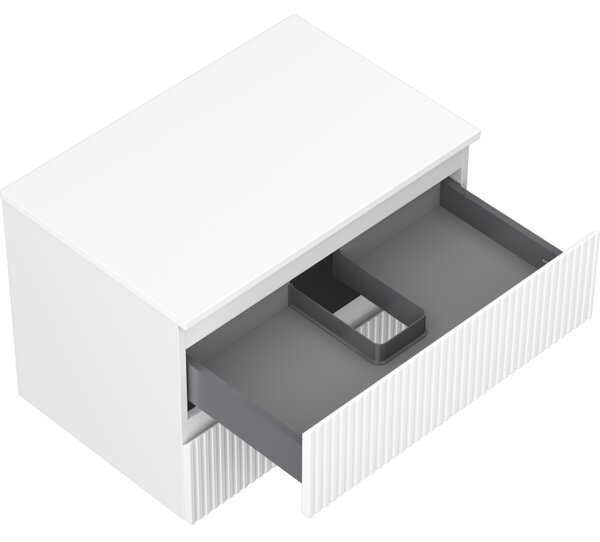 Mexen Rivel, mobilier de baie 70 cm cu blat, 2 sertare, canelat, alb mat, 91A20-07047-2-BFFC01