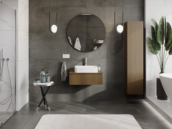 Mexen Rivel, mobilier baie 70 cm, 1 sertar, canelat, nuc, 91A20-07023-1-BF86
