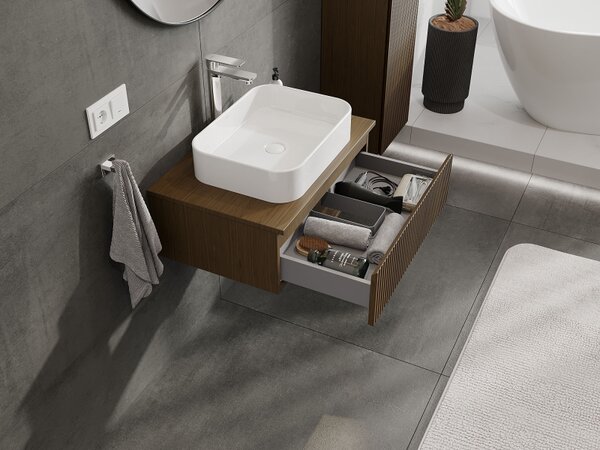 Mexen Rivel, mobilier baie 70 cm, 1 sertar, canelat, nuc, 91A20-07023-1-BF86