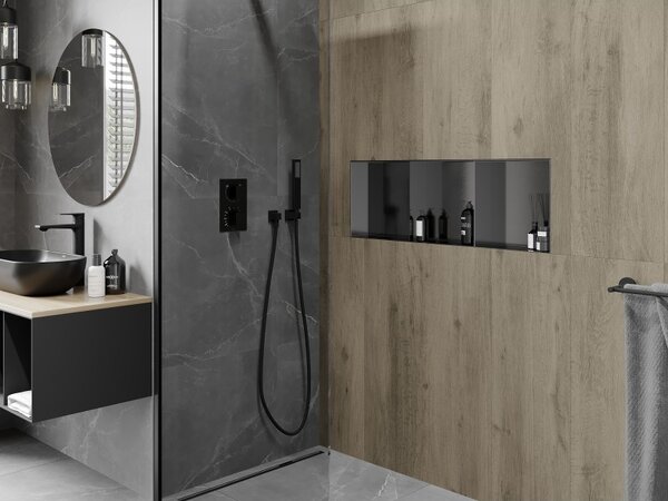 Mexen X-Wall-NR, raft încastrat fără flanșă 90 x 30 cm, grafit mat - 19E1903010S