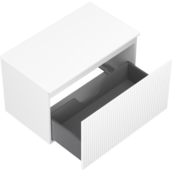 Mexen Rivel, mobilier de baie 80 cm cu blat, 1 sertar, canelat, alb mat, 91A20-08047-1-BFC01
