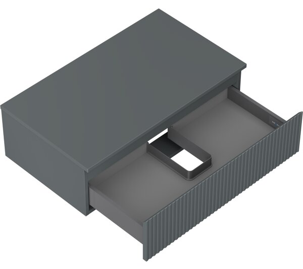 Mexen Rivel, mobilier de baie 80 cm cu blat, 1 sertar, canelat, grafit mat, 91A20-08023-1-BFC66