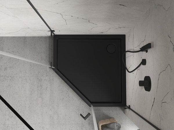 Cădiță de duș pentagonală Mexen Flow+ 80 x 80 cm, negru mat, 46P708080H