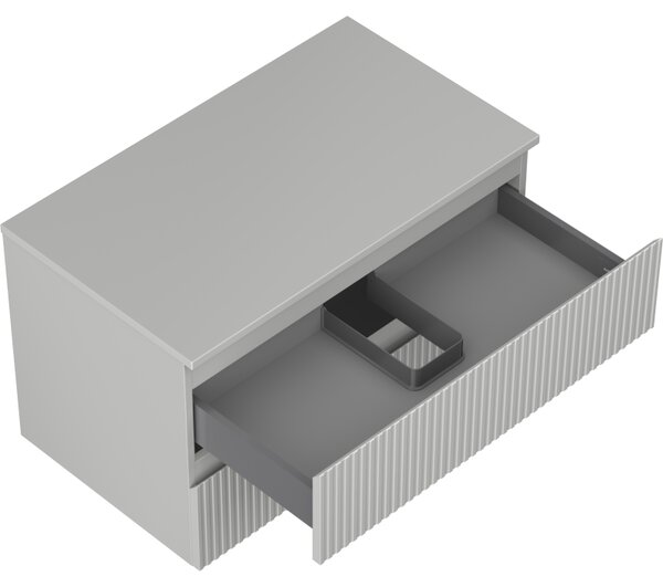 Mexen Rivel, mobilier de baie 80 cm cu blat, 2 sertare, canelat, gri mat, 91A20-08047-2-BFFC62