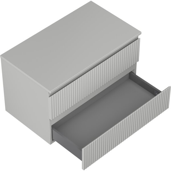Mexen Rivel, mobilier de baie 80 cm cu blat, 2 sertare, canelat, gri mat, 91A20-08047-2-BFFC62