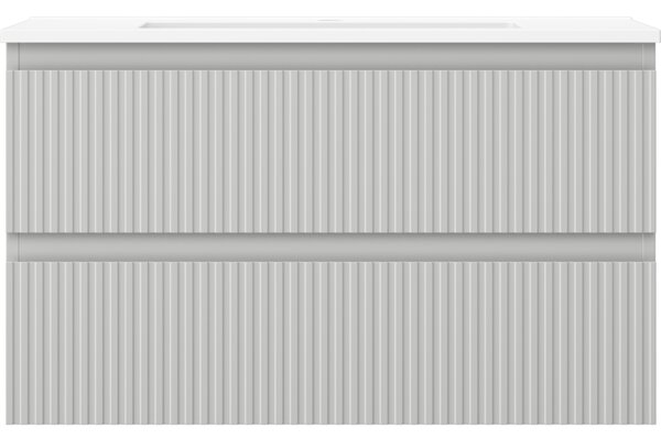 Mexen Rivel, mobilier de baie 80 cm cu lavoar Otis, 2 sertare, canelat, gri mat/alb, 91A20-08047-2-BFF62-W18M01