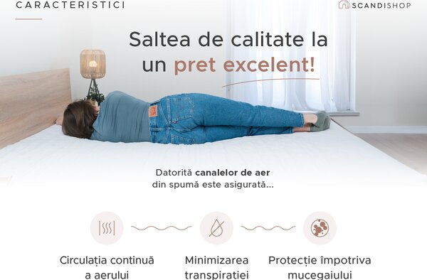 Saltea spuma DELUXE 80 x 200 cm Protectie saltea: Incluzind protectia de saltea