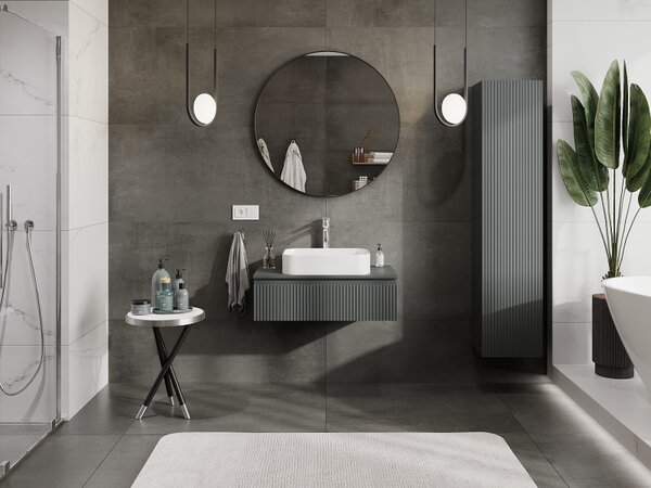 Mexen Rivel, mobilier baie 80 cm, 1 sertar, canelat, grafit mat, 91A20-08023-1-BF66