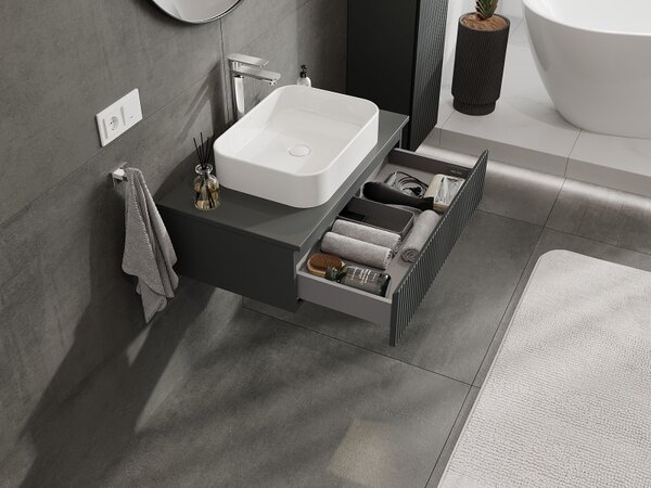Mexen Rivel, mobilier baie 80 cm, 1 sertar, canelat, grafit mat, 91A20-08023-1-BF66