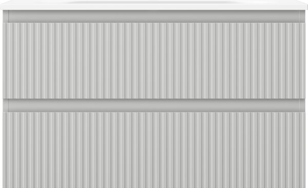 Mexen Rivel, mobilier baie 80 cm cu lavoar Vela, 2 sertare, canelat, gri mat/alb, 91A20-08047-2-BFF62-W23M01