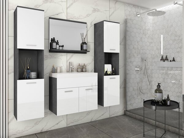Mobilier baie Florena XL (matera + alb lucios) (cu baterie Maro Blo 020M, cu sifon, cu lavoar). 1122167