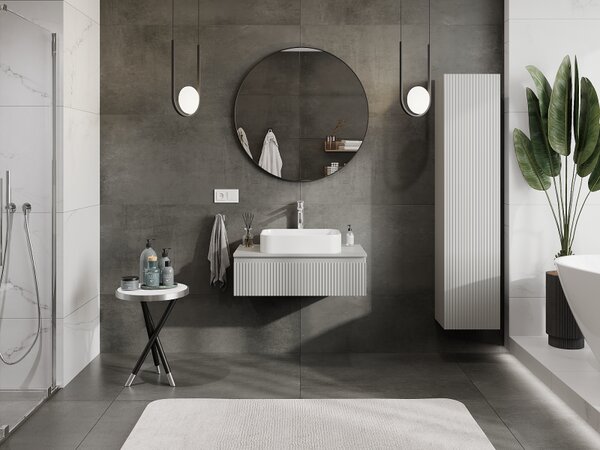 Mexen Rivel, mobilier baie 80 cm, 1 sertar, canelat, gri mat, 91A20-08023-1-BF62