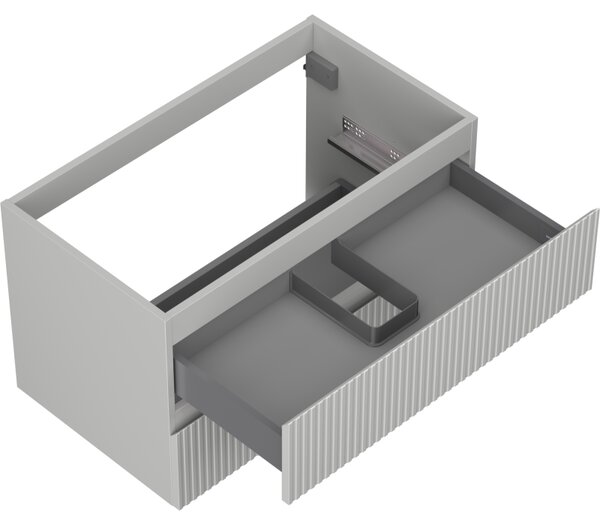 Mexen Rivel, mobilier baie 80 cm, 2 sertare, canelat, gri mat, 91A20-08047-2-BFF62