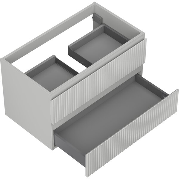 Mexen Rivel, mobilier baie 80 cm, 2 sertare, canelat, gri mat, 91A20-08047-2-BFF62