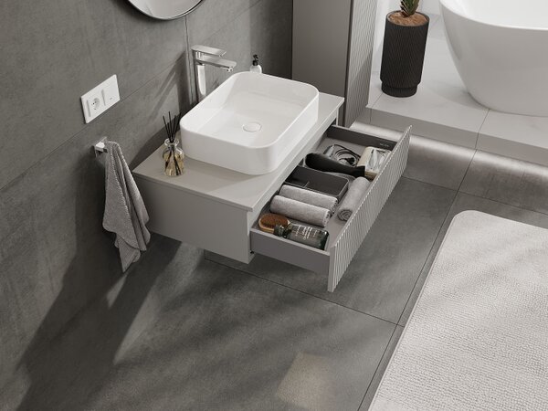 Mexen Rivel, mobilier baie 80 cm, 1 sertar, canelat, gri mat, 91A20-08023-1-BF62